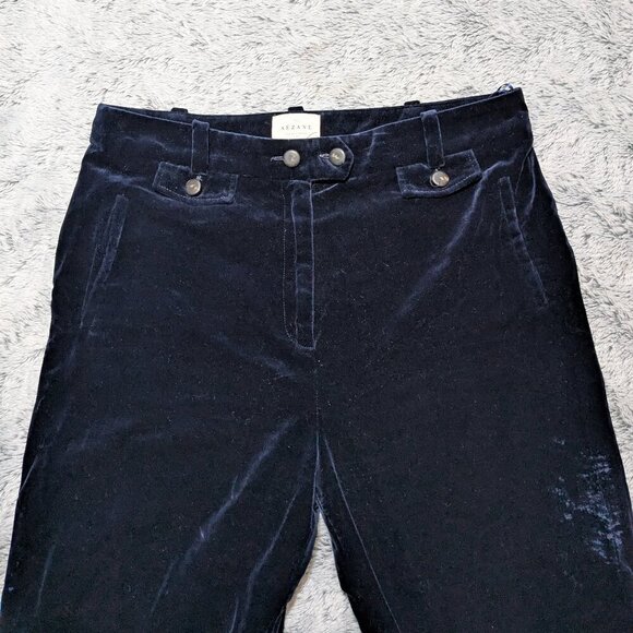 Sezane Velvet Pants Florentino Trousers Wide Leg Navy Size 12 XXL 44 - Picture 8 of 12